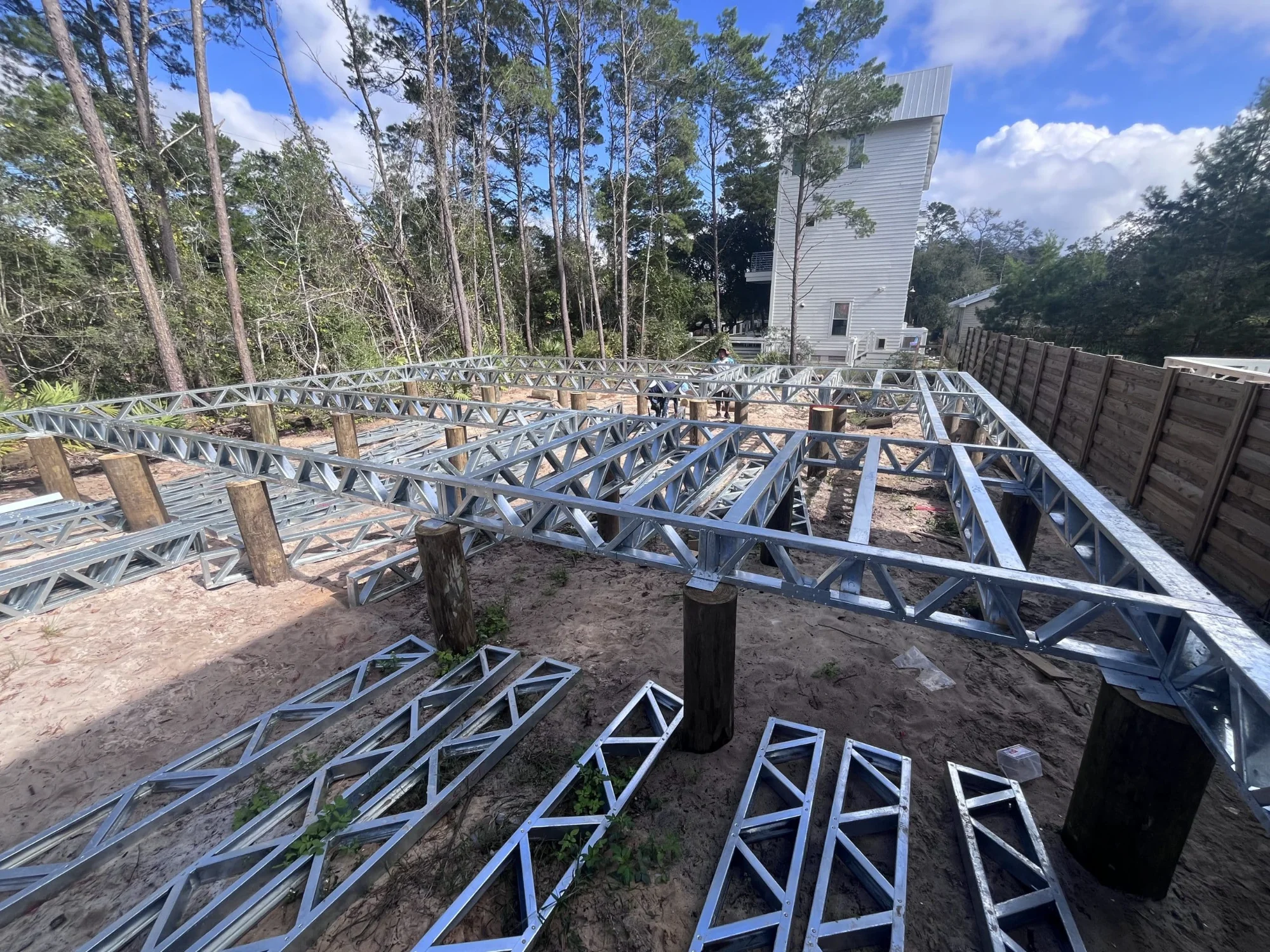 Steel floor joist system on North Carolina foundation
