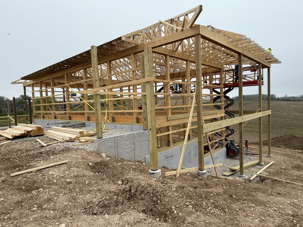 Interior wood framing for North Carolina barndominium